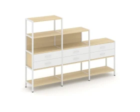 Трехсекционный стеллаж четырех/трех/двухярусный с ящиками 2730х400х1613 Шелф Систем / Shelf System images
