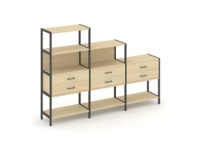 Трехсекционный стеллаж четырех/трех/двухярусный с ящиками 2730х400х1613 Шелф Систем / Shelf System images