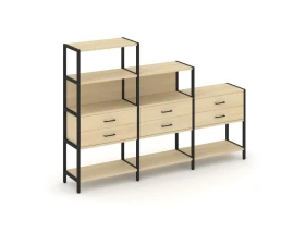 Трехсекционный стеллаж четырех/трех/двухярусный с ящиками 2730х400х1613 Шелф Систем / Shelf System images