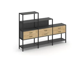 Трехсекционный стеллаж четырех/трех/двухярусный с ящиками 2730х400х1613 Шелф Систем / Shelf System images
