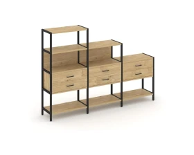 Трехсекционный стеллаж четырех/трех/двухярусный с ящиками 2730х400х1613 Шелф Систем / Shelf System images