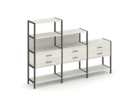 Трехсекционный стеллаж четырех/трех/двухярусный с ящиками 2730х400х1613 Шелф Систем / Shelf System images