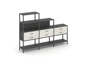 Трехсекционный стеллаж четырех/трех/двухярусный с ящиками 2730х400х1613 Шелф Систем / Shelf System images