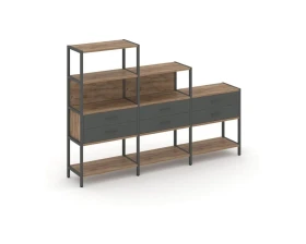 Трехсекционный стеллаж четырех/трех/двухярусный с ящиками 2730х400х1613 Шелф Систем / Shelf System images