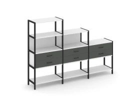 Трехсекционный стеллаж четырех/трех/двухярусный с ящиками 2730х400х1613 Шелф Систем / Shelf System images