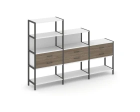 Трехсекционный стеллаж четырех/трех/двухярусный с ящиками 2730х400х1613 Шелф Систем / Shelf System images