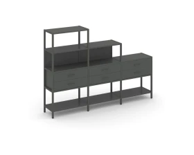 Трехсекционный стеллаж четырех/трех/двухярусный с ящиками 2730х400х1613 Шелф Систем / Shelf System images