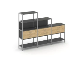Трехсекционный стеллаж четырех/трех/двухярусный с ящиками 2730х400х1613 Шелф Систем / Shelf System images