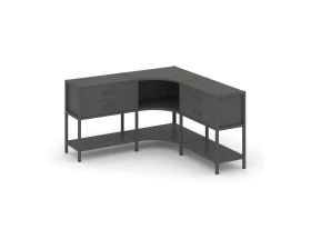 Трехсекционный угловой стеллаж двухярусный с ящиками 1590х1590х879 Шелф Систем / Shelf System images