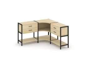 Трехсекционный угловой стеллаж двухярусный с ящиками 1590х1590х879 Шелф Систем / Shelf System images