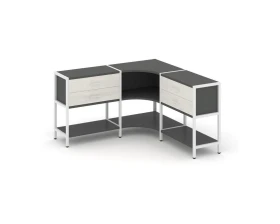 Трехсекционный угловой стеллаж двухярусный с ящиками 1590х1590х879 Шелф Систем / Shelf System images