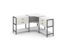 Трехсекционный угловой стеллаж двухярусный с ящиками 1590х1590х879 Шелф Систем / Shelf System images