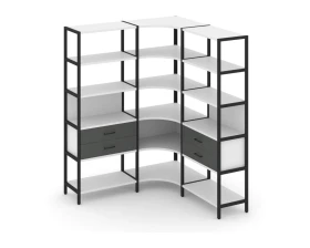 Трехсекционный угловой стеллаж пятиярусный с ящиками 1590х1590х1980 Шелф Систем / Shelf System images