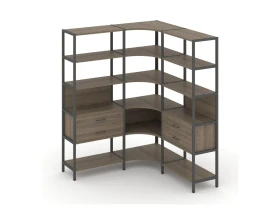 Трехсекционный угловой стеллаж пятиярусный с ящиками 1590х1590х1980 Шелф Систем / Shelf System images