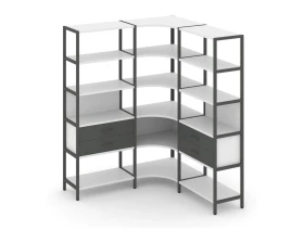 Трехсекционный угловой стеллаж пятиярусный с ящиками 1590х1590х1980 Шелф Систем / Shelf System images