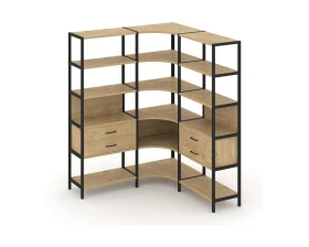 Трехсекционный угловой стеллаж пятиярусный с ящиками 1590х1590х1980 Шелф Систем / Shelf System images