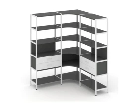 Трехсекционный угловой стеллаж пятиярусный с ящиками 1590х1590х1980 Шелф Систем / Shelf System images