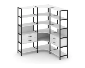 Трехсекционный угловой стеллаж пятиярусный с ящиками 1590х1590х1980 Шелф Систем / Shelf System images