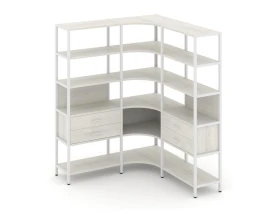 Трехсекционный угловой стеллаж пятиярусный с ящиками 1590х1590х1980 Шелф Систем / Shelf System images