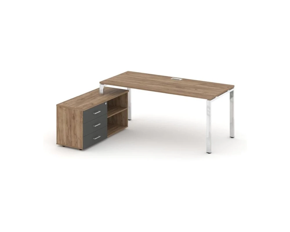 Стол письменный с греденцией левой на П-образном каркасе 1780x800x750 Стайл Проджект Директ Люкс / Style Project Direct Lux