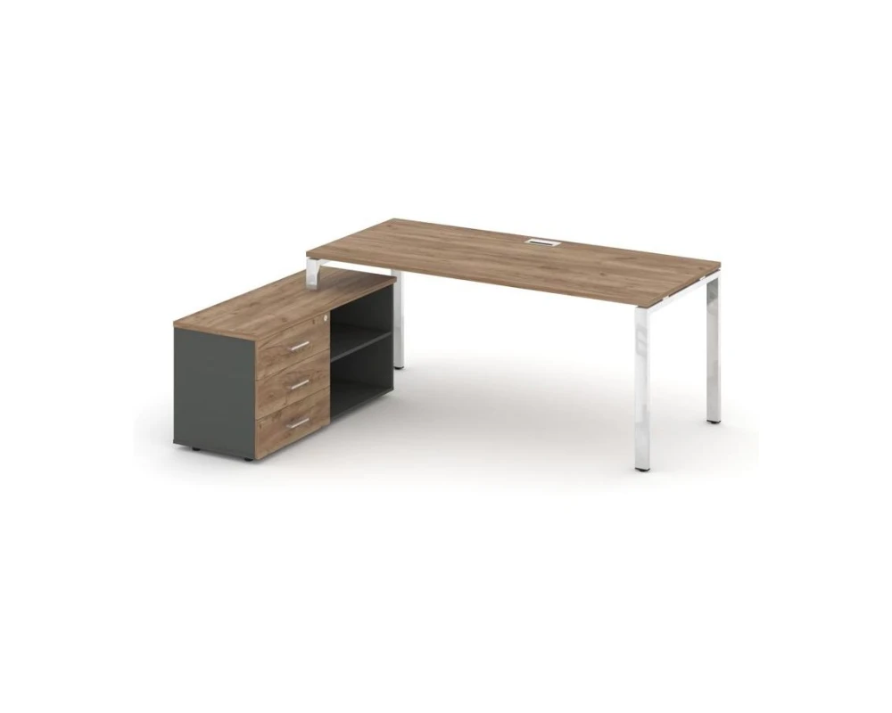 Стол письменный с греденцией левой на П-образном каркасе 1780x800x750 Стайл Проджект Директ Люкс / Style Project Direct Lux