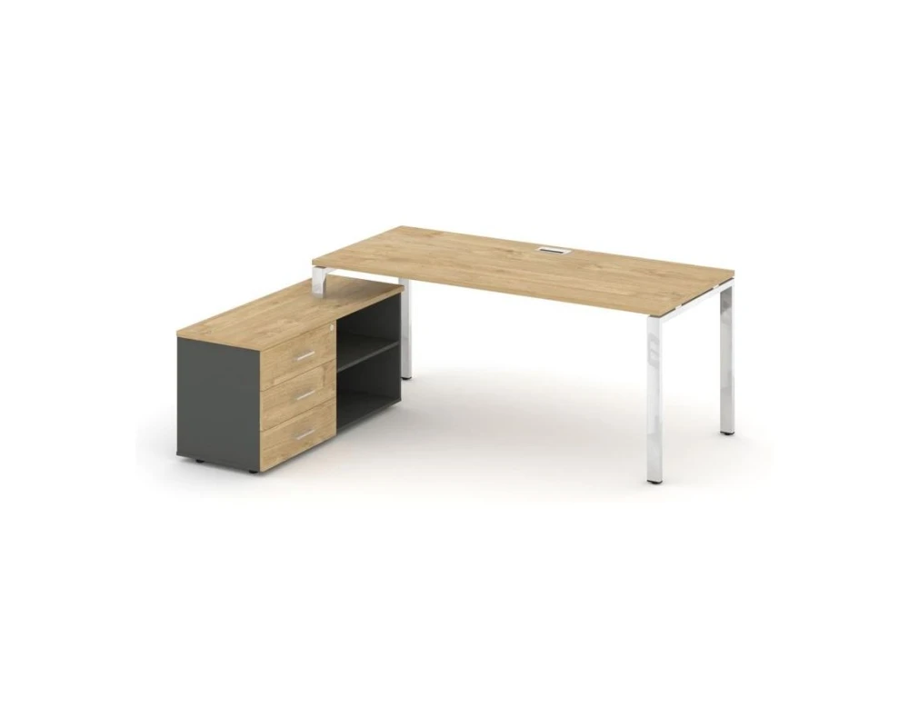 Стол письменный с греденцией левой на П-образном каркасе 1780x800x750 Стайл Проджект Директ Люкс / Style Project Direct Lux