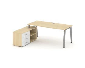 Стол письменный с греденцией левой на А-образном каркасе 2180x1580x750 Стайл Проджект Директ / Style Project Direct images