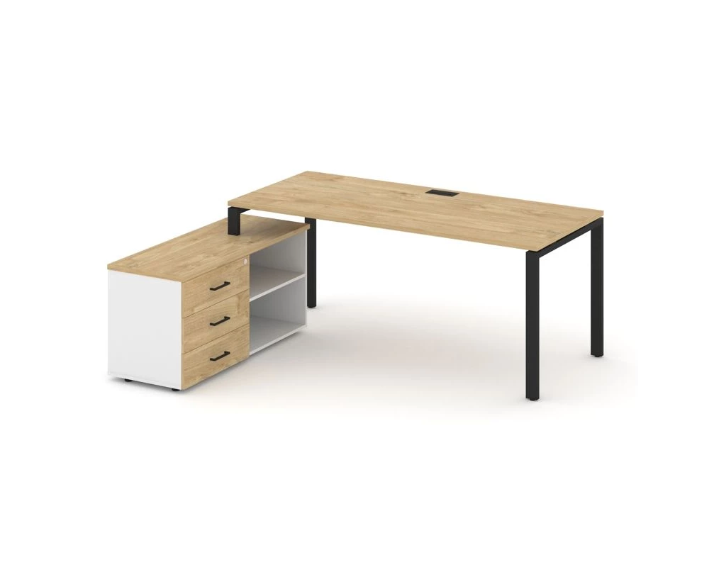 Стол письменный с греденцией левой на П-образном каркасе 1580x1480x750 Стайл Проджект Директ / Style Project Direct