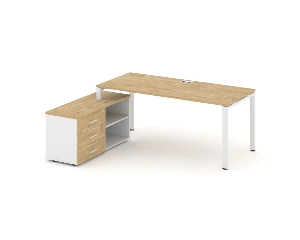 Стол письменный с греденцией левой на П-образном каркасе 1580x1480x750 Стайл Проджект Директ / Style Project Direct