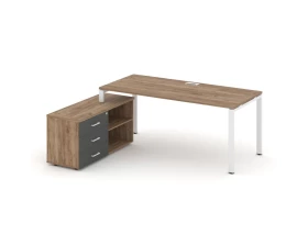 Стол письменный с греденцией левой на П-образном каркасе 2180x1580x750 Стайл Проджект Директ / Style Project Direct images