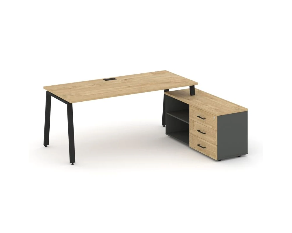 Стол письменный с греденцией правой на А-образном каркасе 1580x1480x750 Стайл Проджект Директ / Style Project Direct