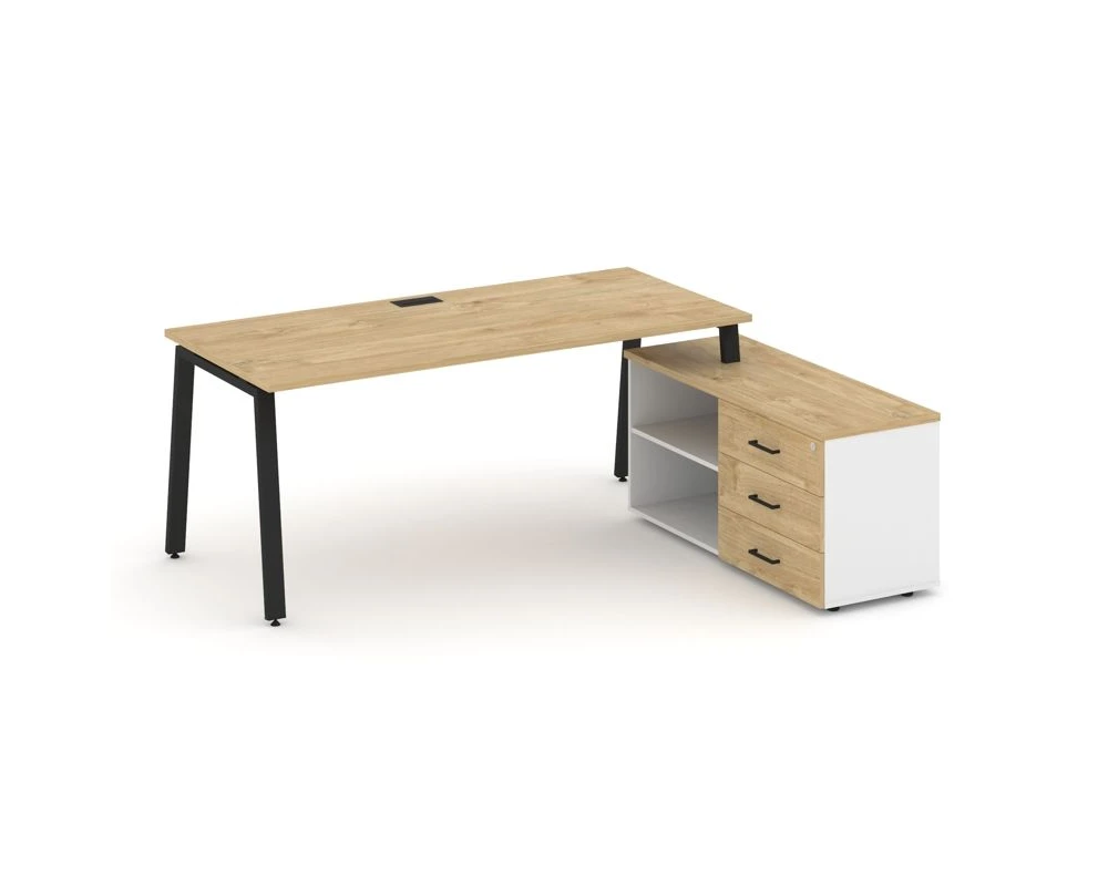 Стол письменный с греденцией правой на А-образном каркасе 2180x1480x750 Стайл Проджект Директ / Style Project Direct