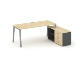 Стол письменный с греденцией правой на А-образном каркасе 2180x1480x750 Стайл Проджект Директ / Style Project Direct images