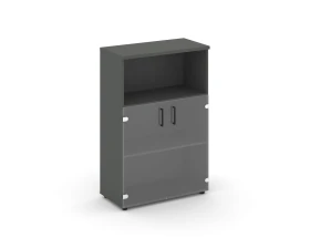 Шкаф средний широкий прозр. стекло с нишей 796x400x1203 зад. стенка HDF Стайл Проджект / Style Project images