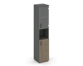 Шкаф высокий узкий с нишей прозр. стекло правый 400x400x1982 зад. стенка HDF Стайл Проджект / Style Project images