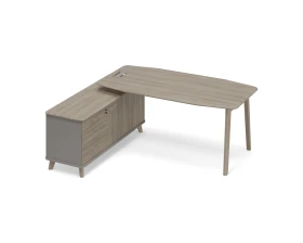 Стол руководителя левый (тип 2) WOOD на опорной тумбе Time Wood images