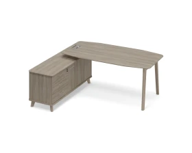 Стол руководителя левый (тип 2) WOOD на опорной тумбе Time Wood images