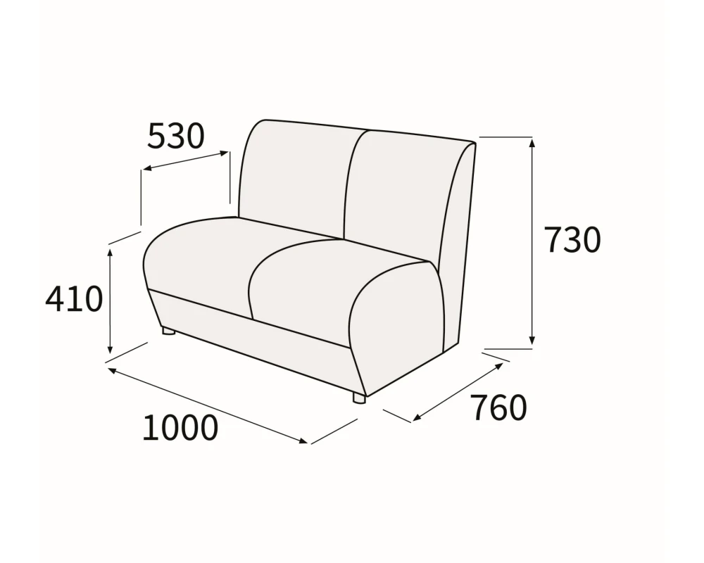 Модуль 2-х местный без подлокотников Альфа Люкс