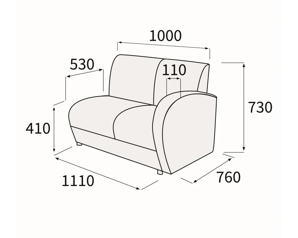 Модуль 2-хмест. с правым подлок-ком Альфа Люкс