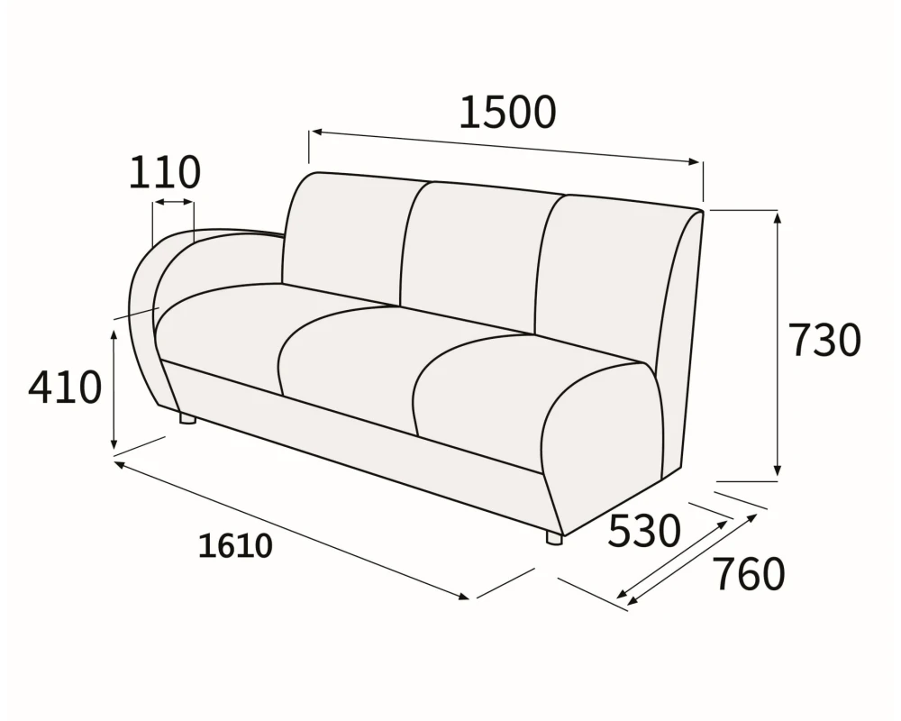 Модуль 3-хмест. с левым подлок-ком Альфа Люкс