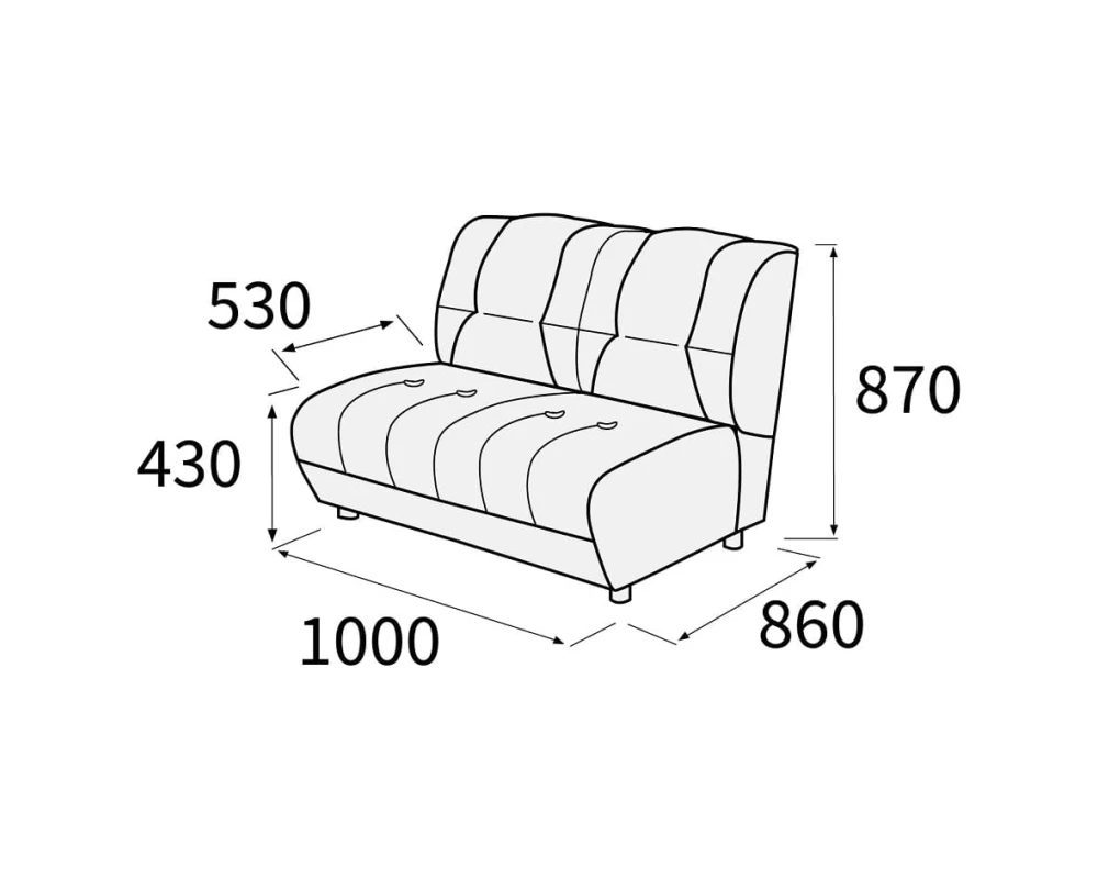 Модуль 2-х местный без подлокотников Альфа