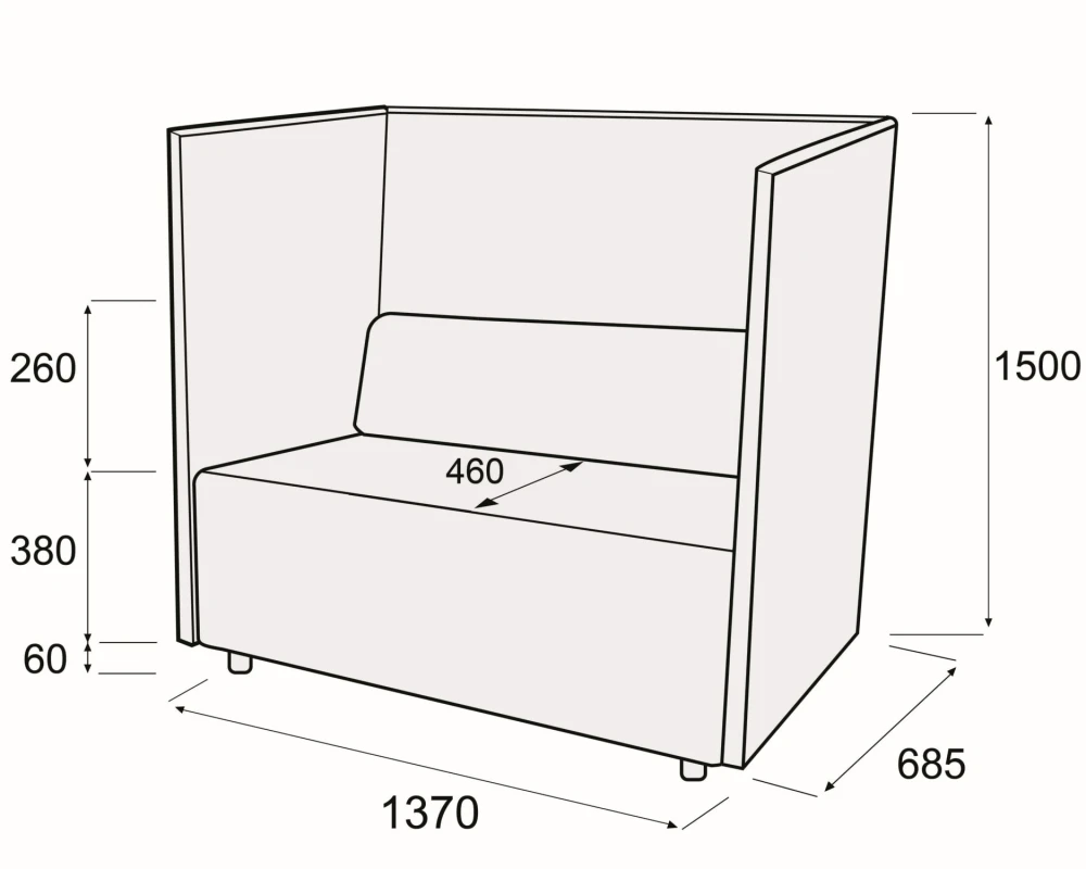 Диван 2-х местный купе Гамма купе