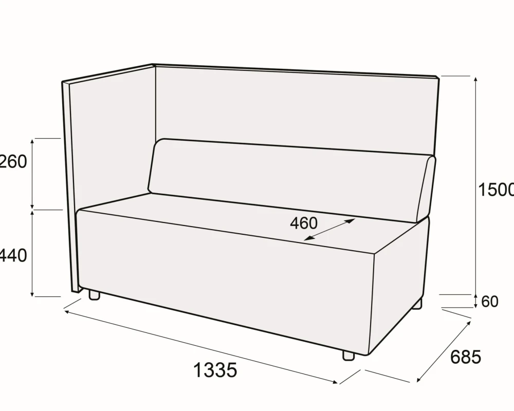 Модуль 2-х мест. с левым подл-комкупе Гамма купе