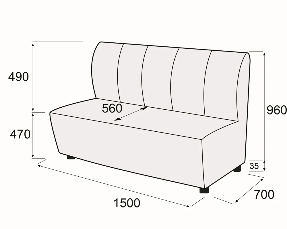 Модуль 3-х местный без подлокотников Мемфис