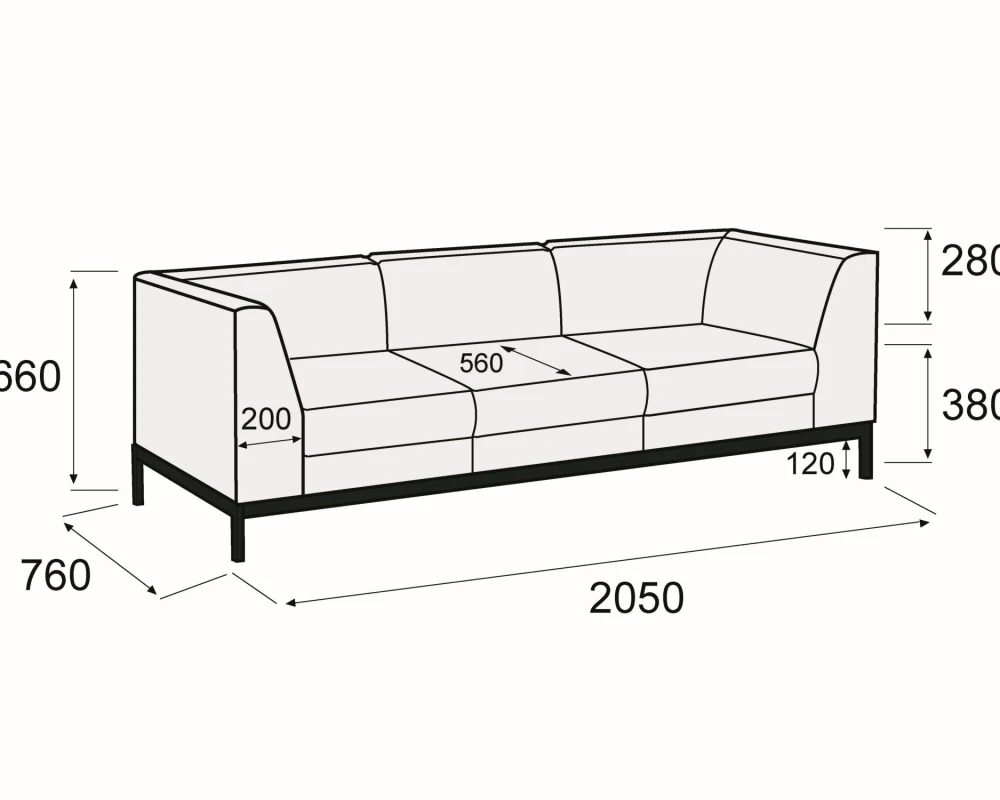 Диван 3-х местный Омега Стил