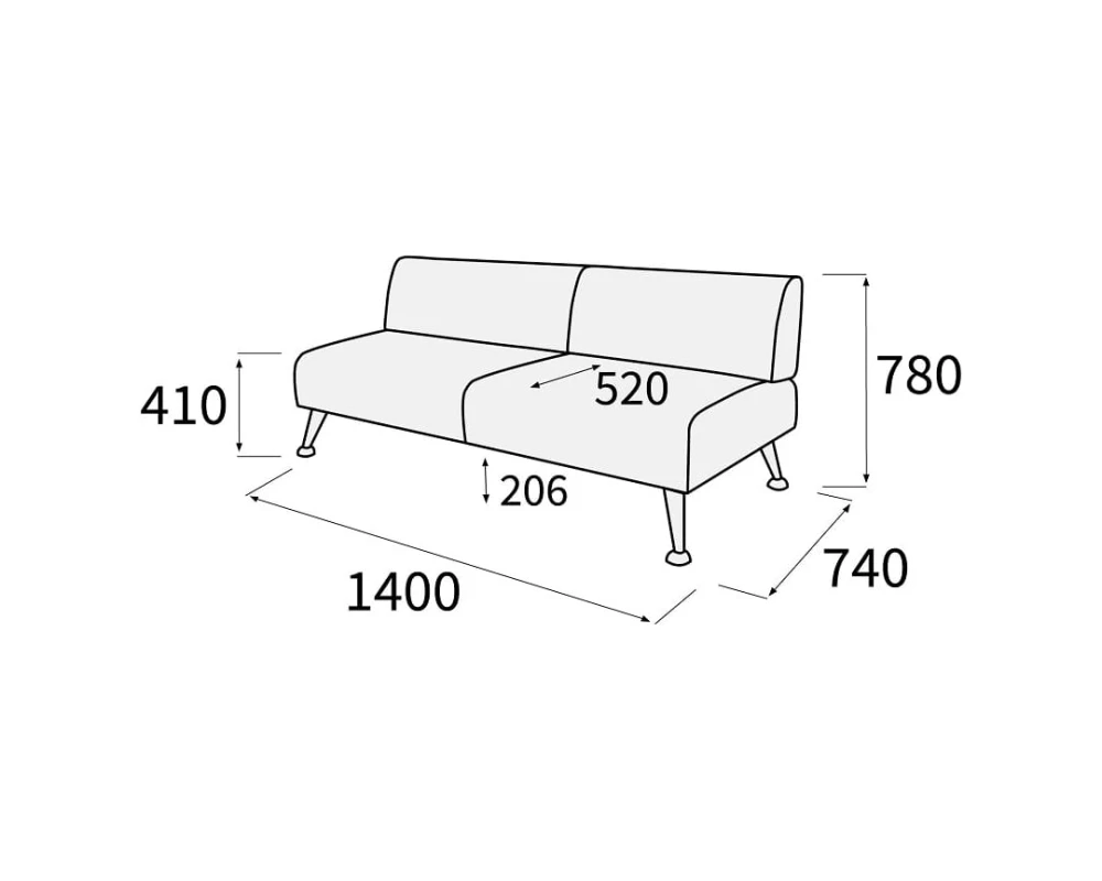 Модуль 2-х местный без подлокотников Вейт