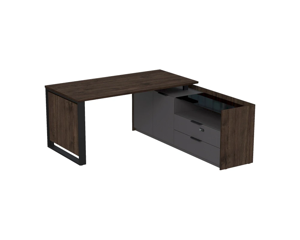 Стол рабочий на опорной двусост тумбе, с ящ (метаб), с код замком 1660x1768(800)x750 МАГНЕТИК / MAGNETIC