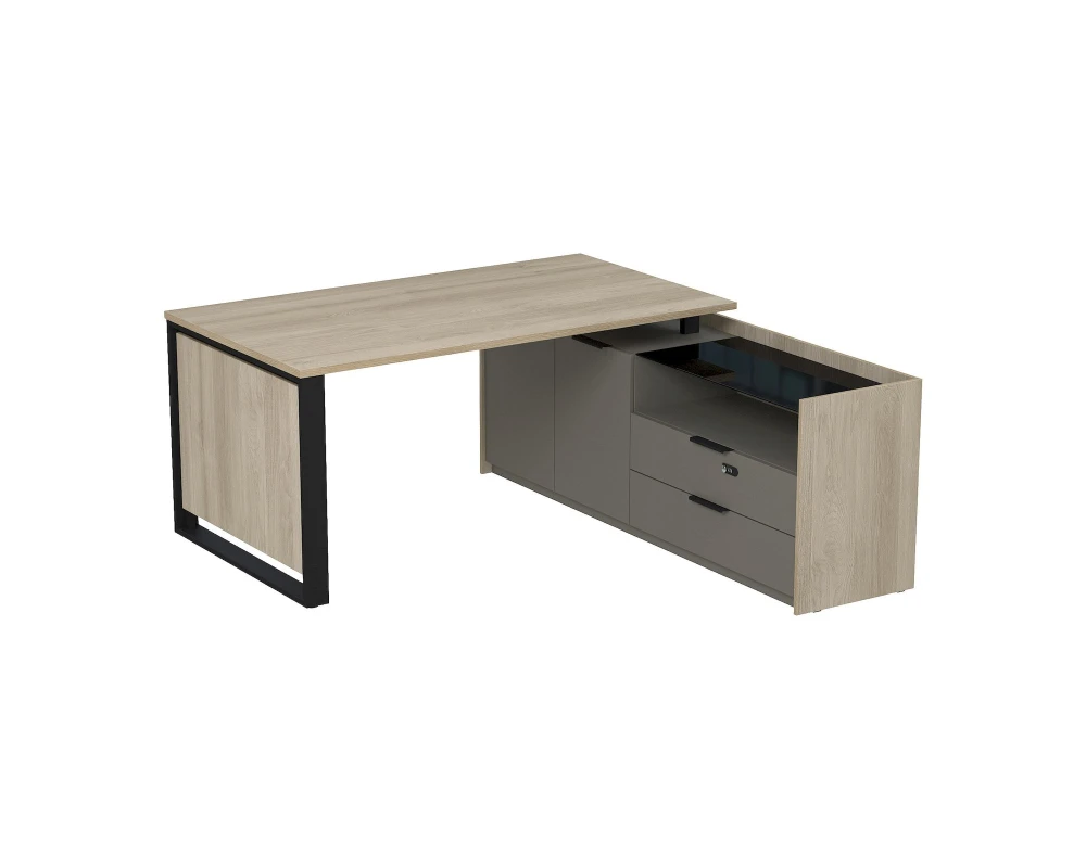 Стол рабочий на опорной двусост тумбе, с ящ (метаб), с код замком 1660x1768(900)x750 МАГНЕТИК / MAGNETIC