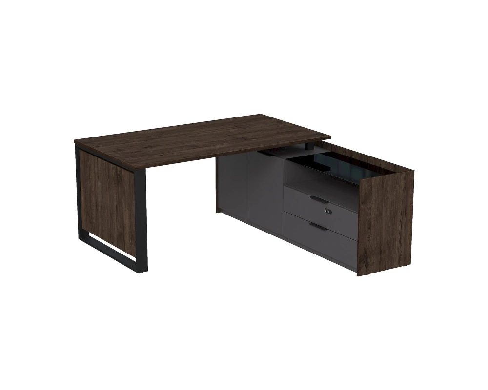 Стол рабочий на опорной двусост тумбе, с ящ, с код замком 1660x1768(900)x750 МАГНЕТИК / MAGNETIC