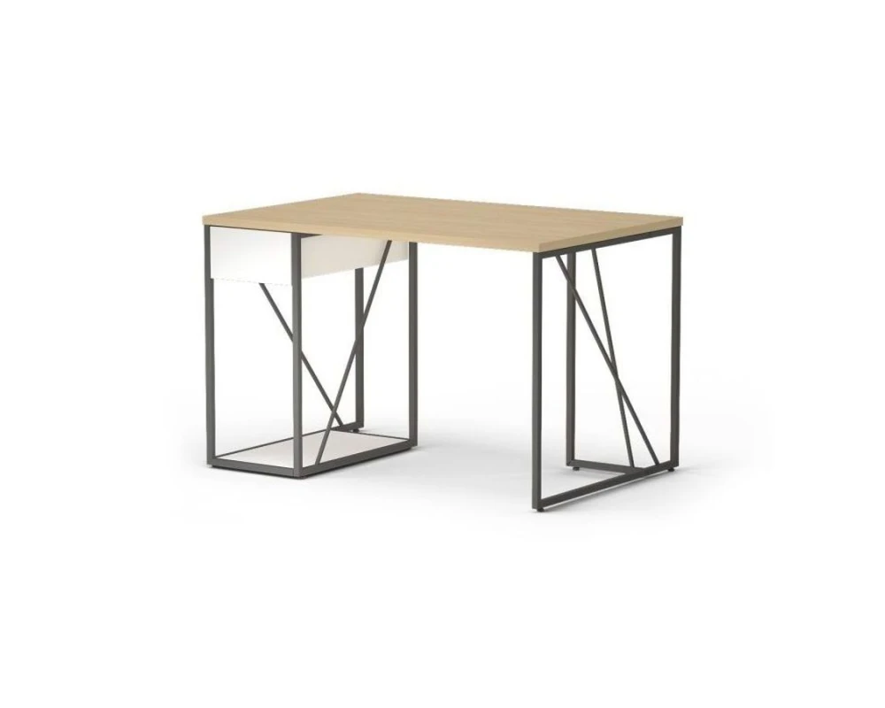 Стол прямой с тумбой, левый 118х78х75 Aurora Дуб парма/Белый премиум/Антрацит